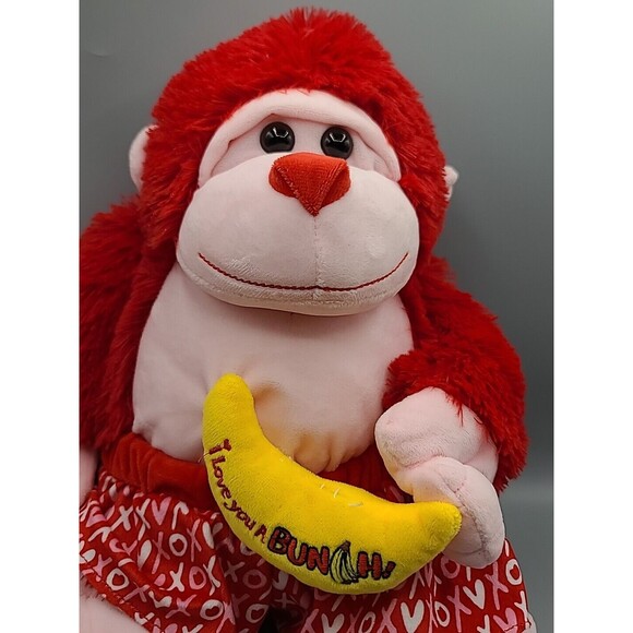 Red Monkey Plush I Love You A Bunch Banana Valentine Stuffed Animal Hug & Luv - Picture 10 of 11